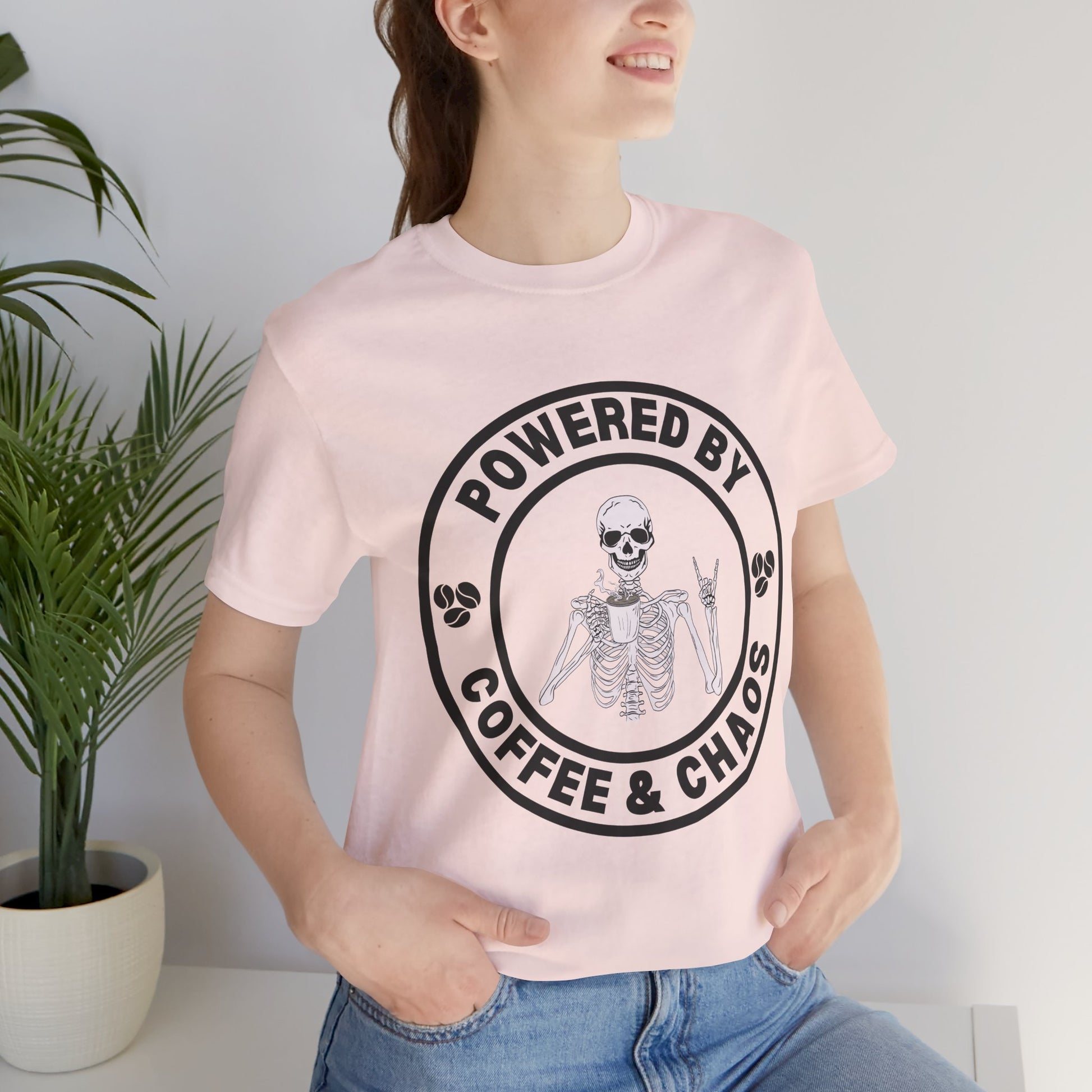 Coffee & Chaos Skull Badge T-Shirt - White - Mikey19921