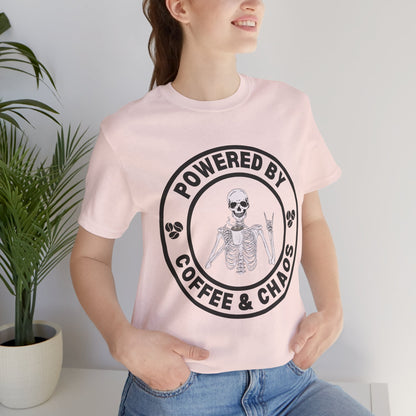 Coffee & Chaos Skull Badge T-Shirt - White - Mikey19921