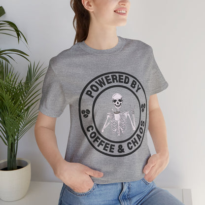 Coffee & Chaos Skull Badge T-Shirt - Athletic Heather - Mikey19921