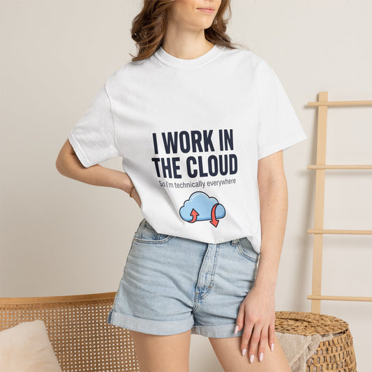 I Work in the Cloud T-Shirt – anime graphic tee by Mikey19921
