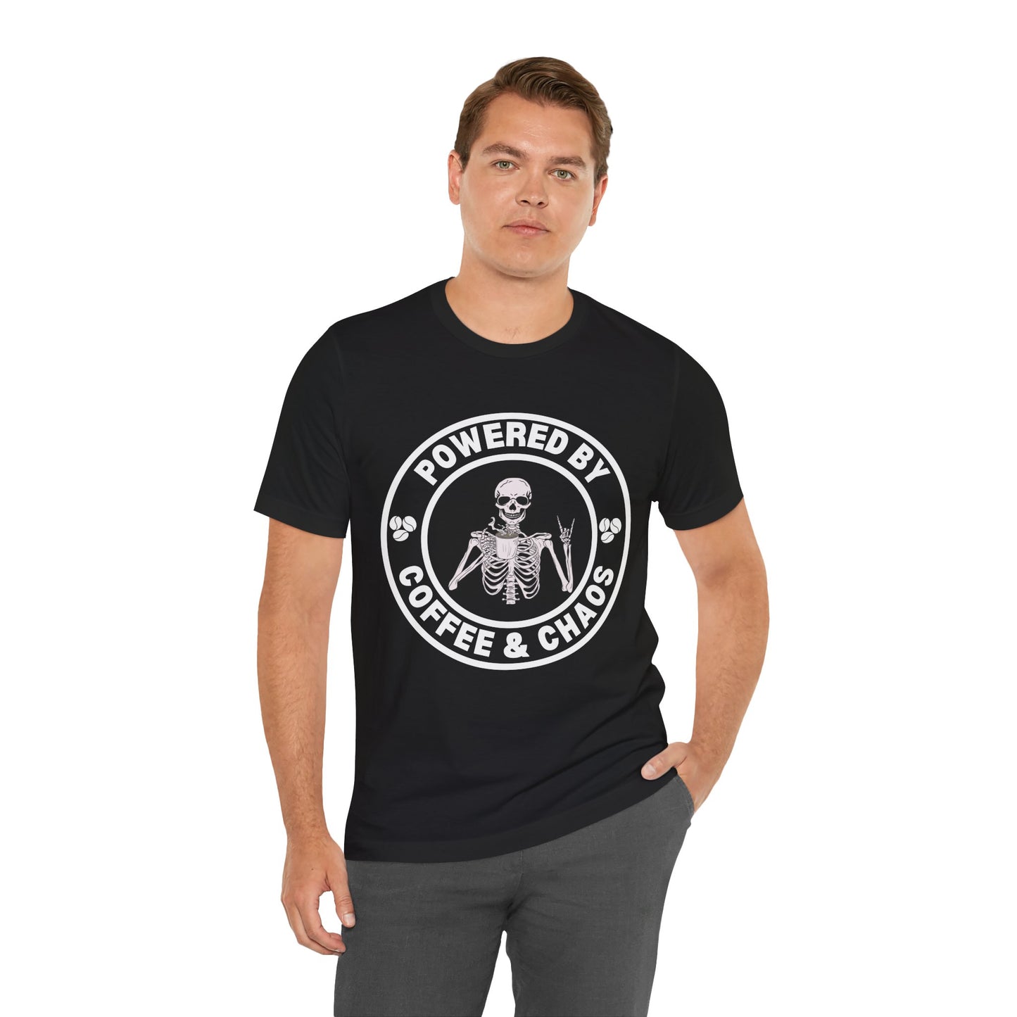 Coffee & Chaos Skull Badge T-Shirt - Pink - Mikey19921