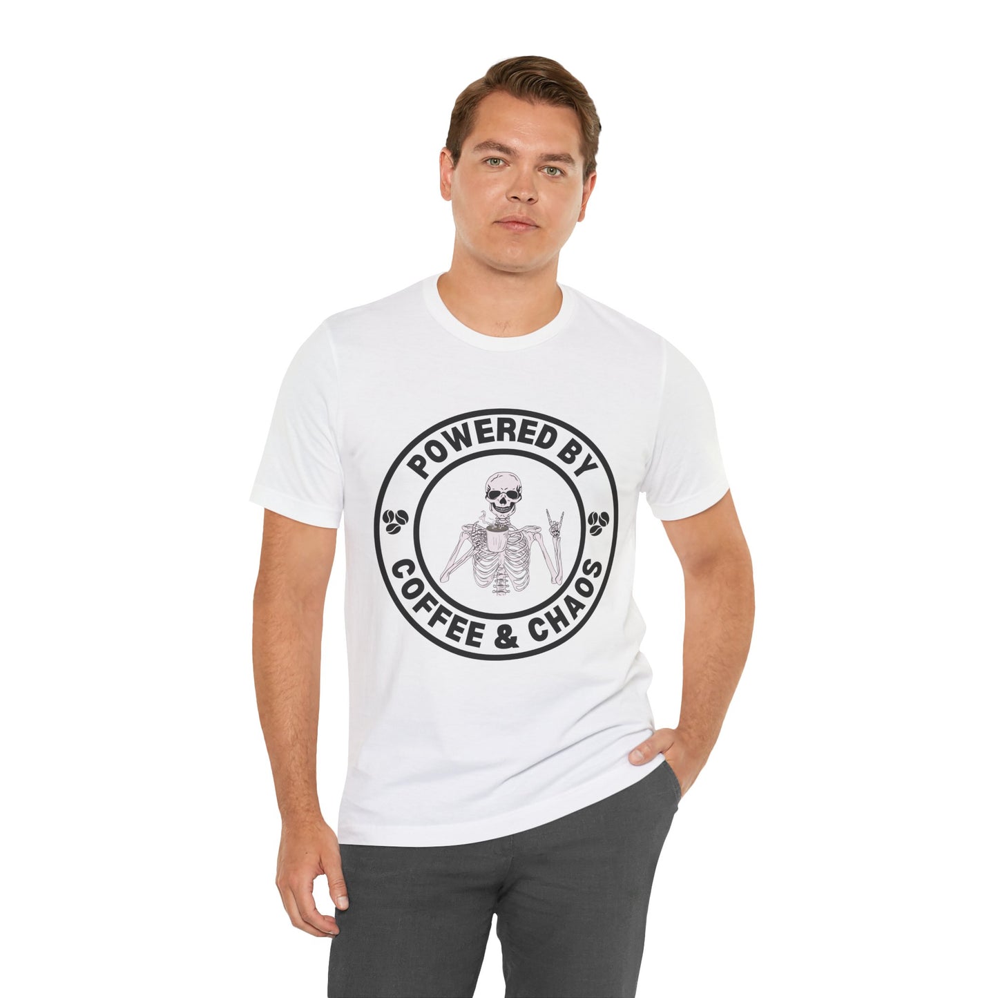 Coffee & Chaos Skull Badge T-Shirt - Soft Pink - Mikey19921