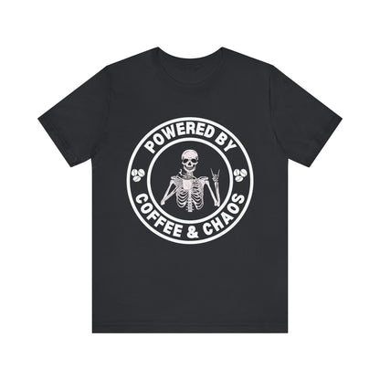Coffee & Chaos Skull Badge T-Shirt - Vintage Black - Mikey19921