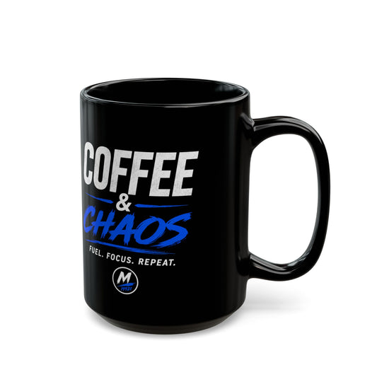 Coffee & Chaos Mug – Black 15oz