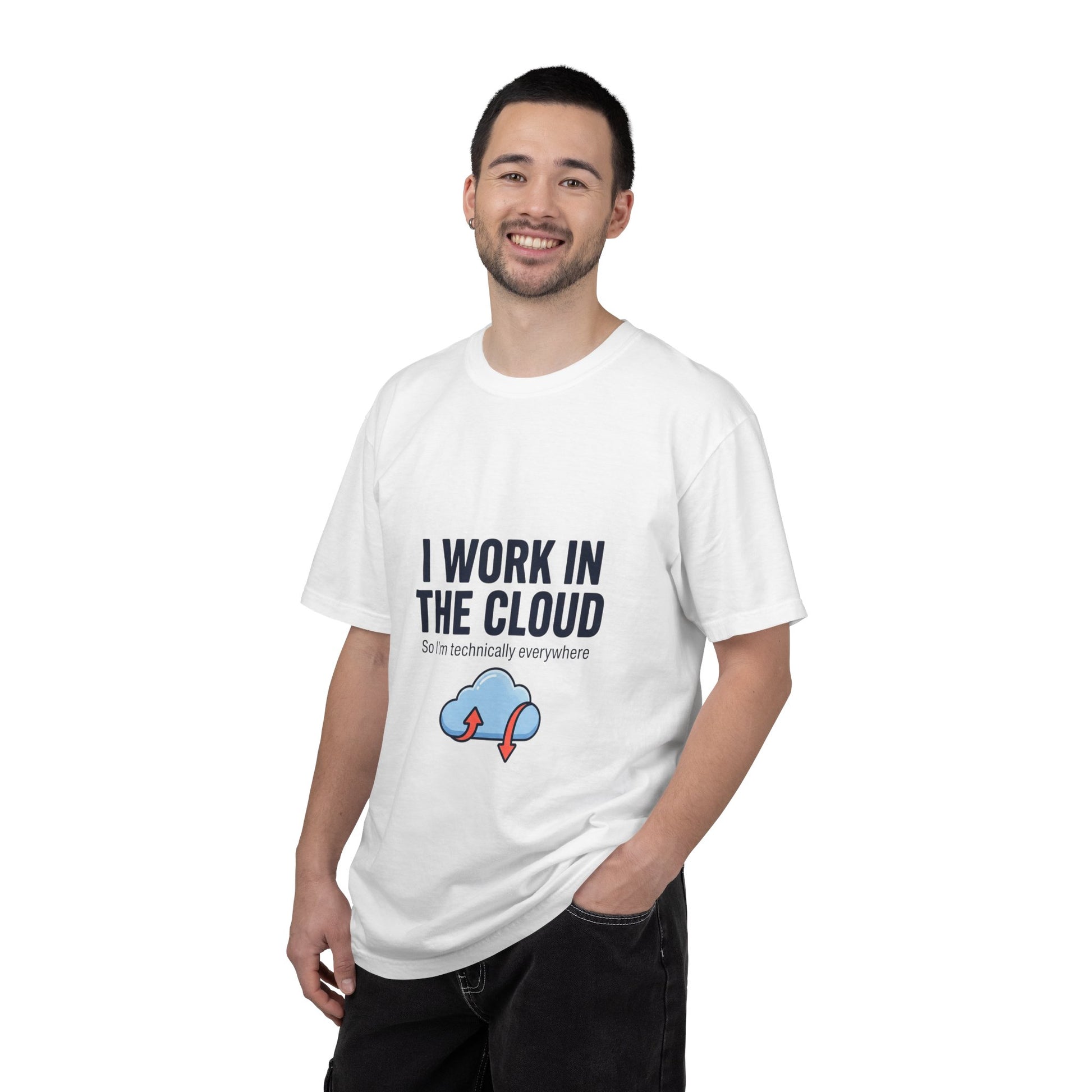 I Work in the Cloud T-Shirt – anime graphic tee by Mikey19921