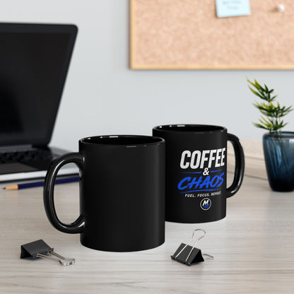 Coffee & Chaos Mug – Black 11oz