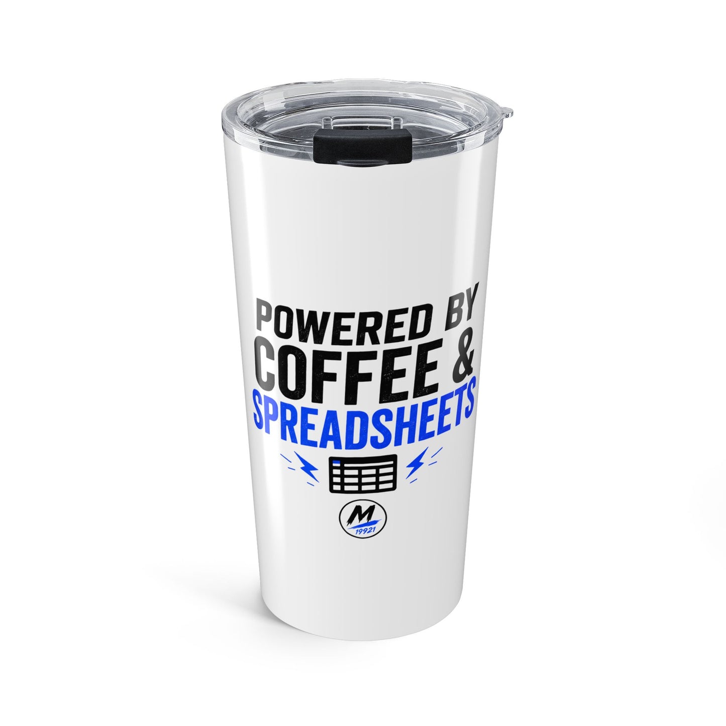 Powered by Coffee & Spreadsheets Tumbler – 20oz Insulated Travel Cup