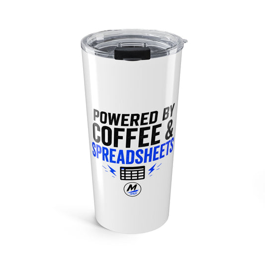 Powered by Coffee & Spreadsheets Tumbler – 20oz Insulated Travel Cup