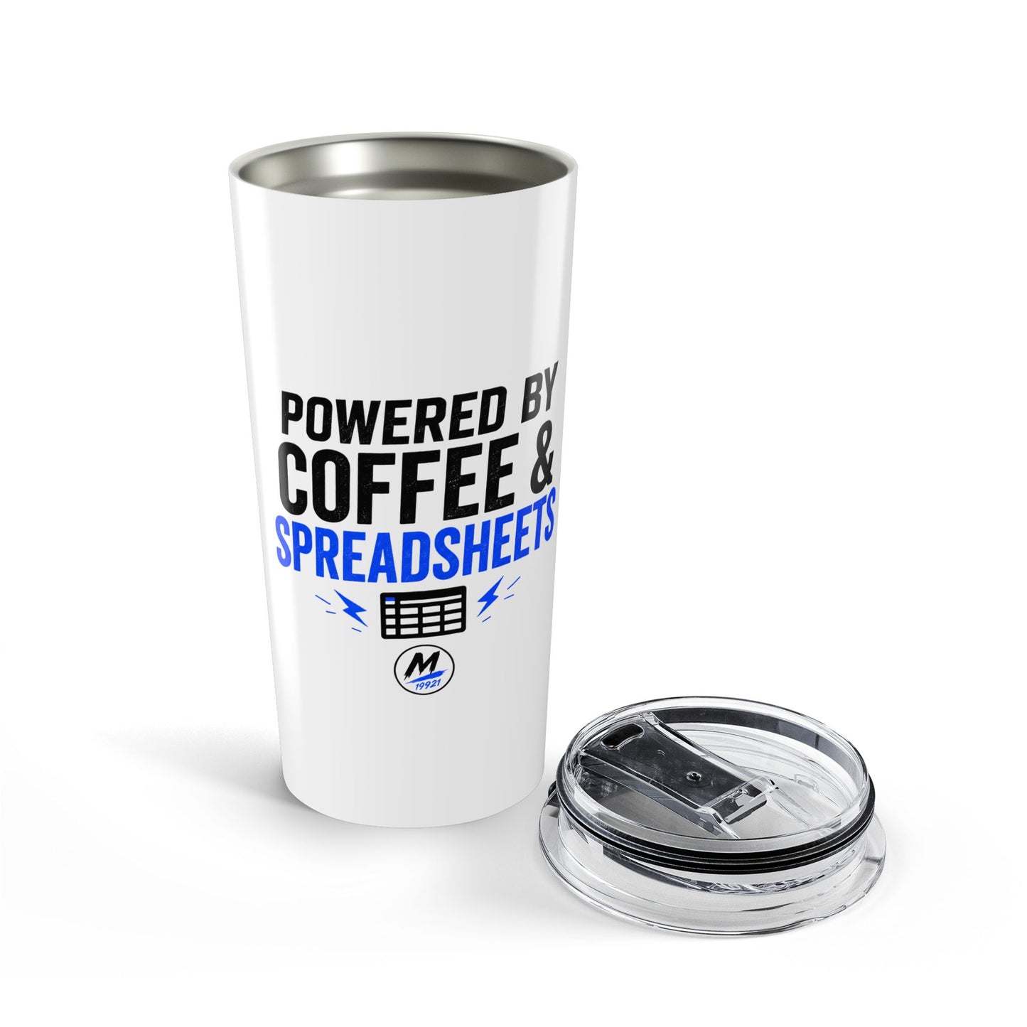 Powered by Coffee & Spreadsheets Tumbler – 20oz Insulated Travel Cup