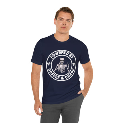 Coffee & Chaos Skull Badge T-Shirt - Dark Grey Heather - Mikey19921
