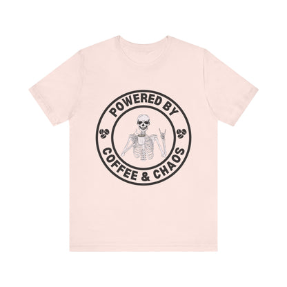 Coffee & Chaos Skull Badge T-Shirt - Soft Pink - Mikey19921