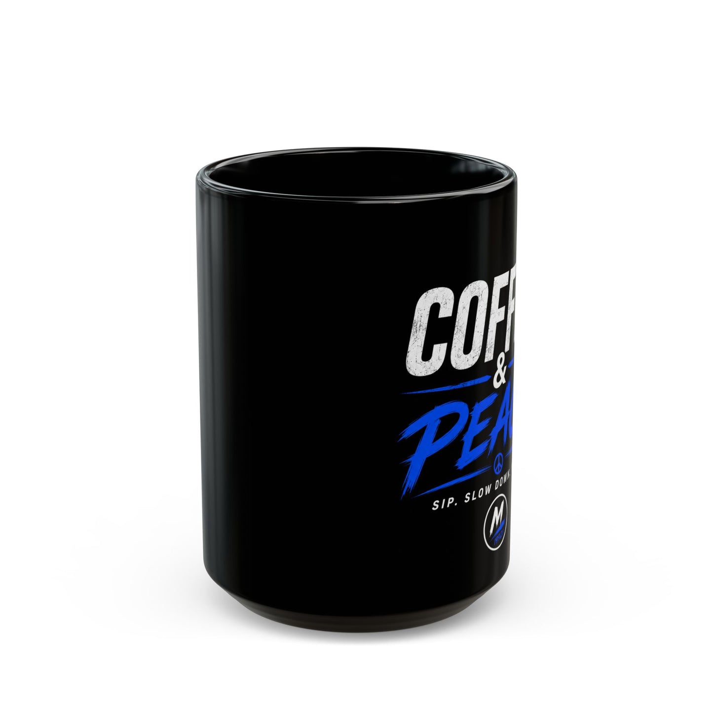 Coffee & Peace Mug – Black 15oz