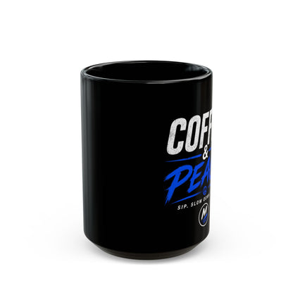 Coffee & Peace Mug – Black 15oz