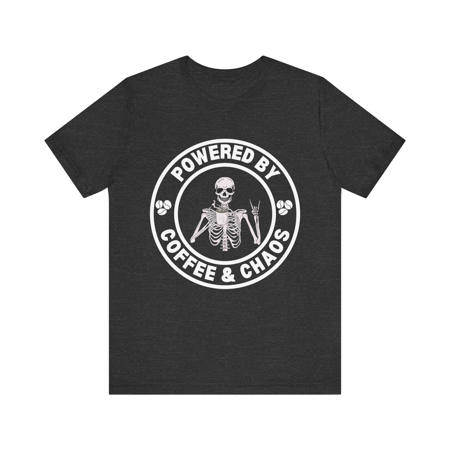 Coffee & Chaos Skull Badge T-Shirt - Athletic Heather - Mikey19921
