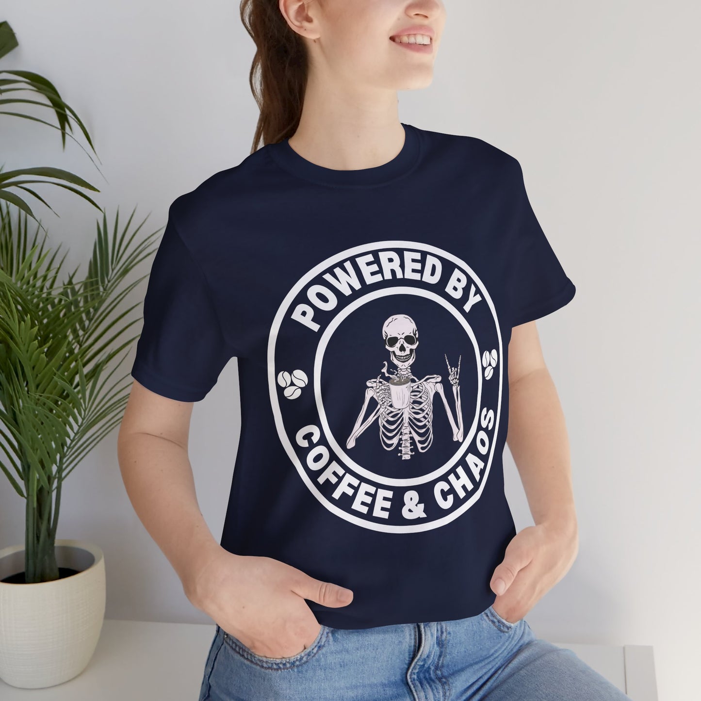 Coffee & Chaos Skull Badge T-Shirt - Dark Grey Heather - Mikey19921