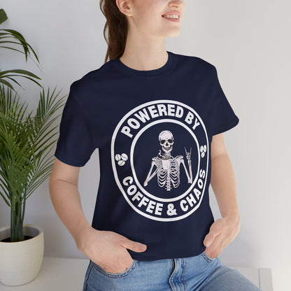 Coffee & Chaos Skull Badge T-Shirt - Dark Grey Heather - Mikey19921